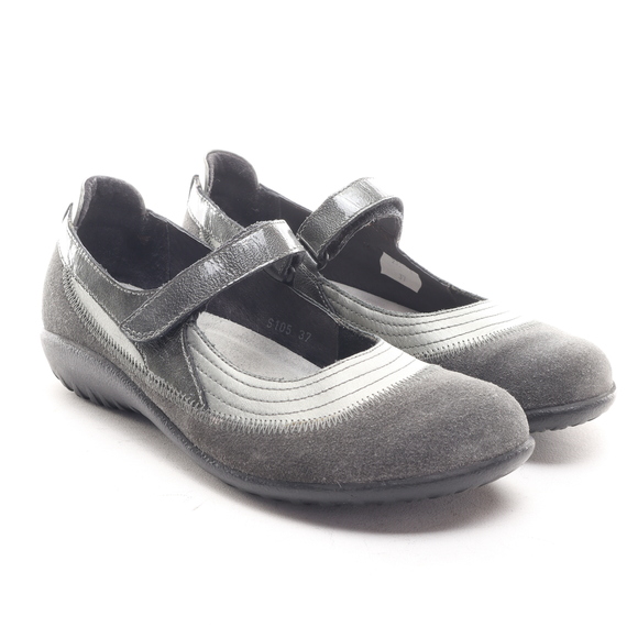 Naot Kirei Suede Leather Mary Jane Flats Loafer Sneaker Women EU 37 Gray/Black - Picture 4 of 15